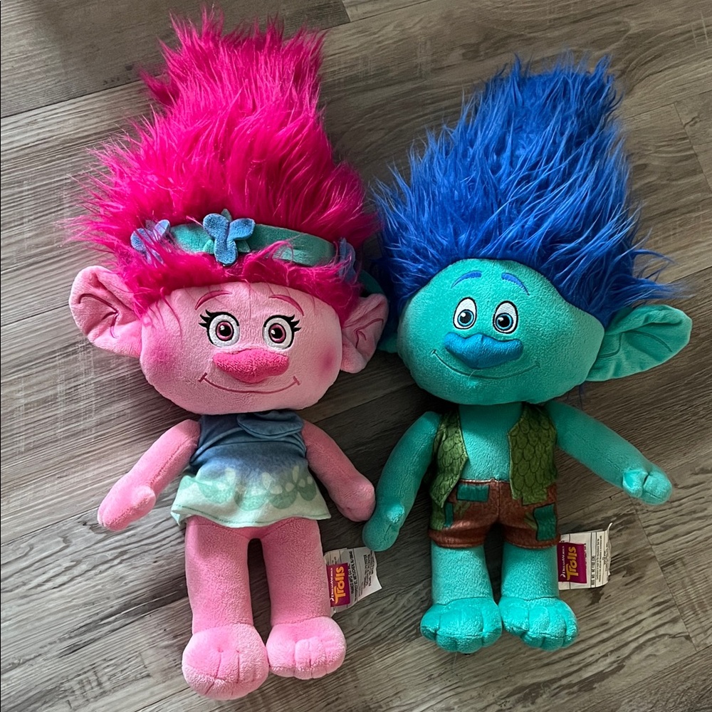 Super cute large Dreamworks Trolls Plush Dolls - Poppy (Pink) or Branch (Blue)